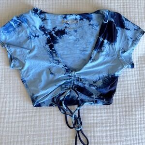 FRANKIES BIKINI BLUE Tie-Dye Halter BIKINI Top
